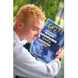 Kyle Newman promoting "Ignite" during 'Monday Funday', Ipswich, April 2003