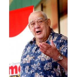 Walter Needer reciting one of his poems, Ipswich, April 2003