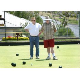 Steve Parkes and Mark Roche at the North Ipswich Bowls Club fundraiser for the Ipswich Hospice, Ipswich, November 2003