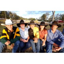 West Moreton Anglican College students, Richard Murphy, Cait Griffiths, Michael Murphy, Meg Hepworth and Daniel Iddles at the rodeo event, Ipswich, November 2003