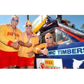 David Regan, Tony Grant and Robert Kopp at the start of the Variety Bash, Lowood, August 2003