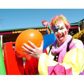Damyian Burke from the 'official Vehicle of Fun' at the start of the Variety Bash, Lowood, August 2003