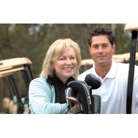 Thought to be Kerri-Anne Kennerley with unidentified man at Brookwater golf course, Brookwater, August 2003