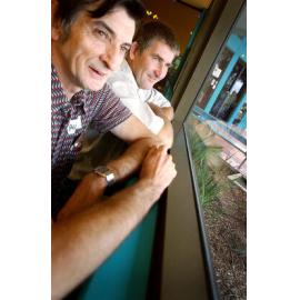 Unidentified man and his caretaker, Ipswich, May 2003
