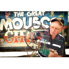 Richard Miller with some of his performing mice from Mousco Circus at the Ipswich show, Ipswich, May 2003