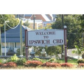 Welcome to Ipswich CBD sign, Ipswich, May 2003