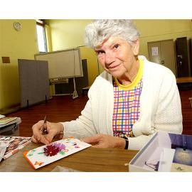 Bonnie Graham working on a hand-made greeting card, Ipswich, May 2003