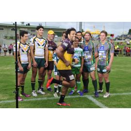 Sam Thaiday photobombs a shoot for Ipswich Rugby League after Broncos training at North Ipswich Reserve, North Ipswich, January 2013