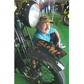 Robert Pound with his 1928 B.S.A 'Sloper' at the Ipswich show, Ipswich, May 2003