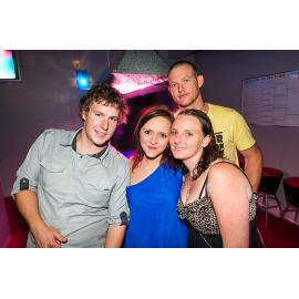 Ryan Jackson, Gabrielle Schoenfisch, Kristina Schoenfisch and Paul Parsons at Cocktails Nightclub, Ipswich, January 2013