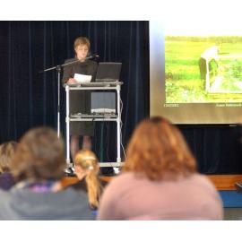 Unidentified woman speaking at a conference, Ipswich, May 2003