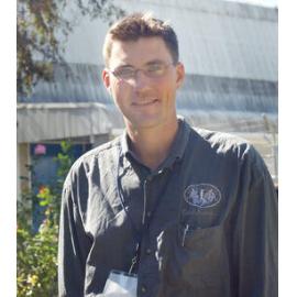 Unidentified man working for the Outback Thunder at the Ekka, Ipswich, May 2003