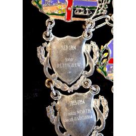 Shield for 4th Mayor of Ipswich John Pettigrew, close-up of the Ipswich Mayoral Chains of Office, in use since 2010 