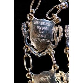 Shield for 14th Mayor of Ipswich Peter Brown, close-up of the Ipswich Mayoral Chains of Office, in use since 2010 