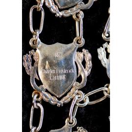Shield for 12th Mayor of Ipswich Charles Frederick Chubb, close-up of the Ipswich Mayoral Chains of Office, in use since 2010 
