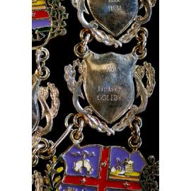Shield for 28th Mayor of Ipswich Frederick Goleby, close-up of the Ipswich Mayoral Chains of Office, in use since 2010 
