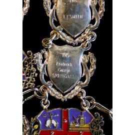 Shield for 35th Mayor of Ipswich Frederick George Springall, close-up of the Ipswich Mayoral Chains of Office, in use since 2010 