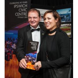 Kate Ceberano and Mayor Paul Pisasale at The Mayor's Command Performance, part of Heart and Soul: Celebrating 40 years of the Ipswich Civic Centre, July 2015
