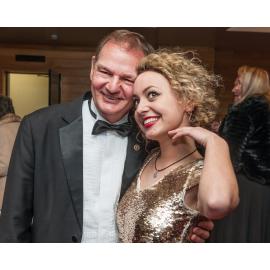 Mayor Paul Pisasale and performer Sahara Beck at the after-party for The Mayor's Command Performance, part of Heart and Soul: Celebrating 40 years of the Ipswich Civic Centre, July 2015