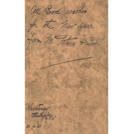 Postcard to Dr Sirois, Marburg, from Frederick Peters, 1931
