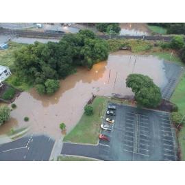 Drone images of the Bremer River, southern end of Marsden Parade, Ipswich, March 2025