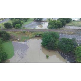 Drone images of the Bremer River in flood, Marsden Parade, Ipswich, March 2025