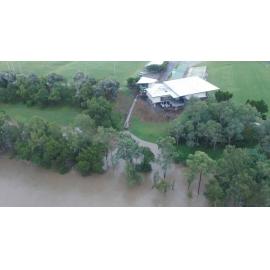 Drone image of the Bremer River in flood, Ipswich, March 2025