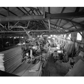 Hancock Brothers' Sawmill, interior images, North Ipswich, 1950s