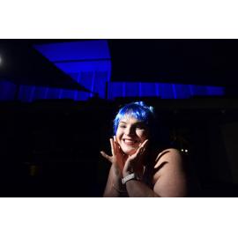 Ipswich Civic Centre, blue lighting for Autism Awareness Day, April 2013