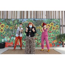 Dirtgirldworld performance on the Tulmur Place stage, part of events at the launch of the Ipswich Children's Library, 2021