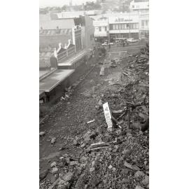 Aftermath of the Reid's (Cribb & Foote) fire, Bell Street, Ipswich, August 1985