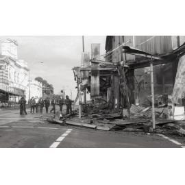 Aftermath of the Reid's (Cribb & Foote) fire, corner of Brisbane and Bell Streets, Ipswich, August 1985