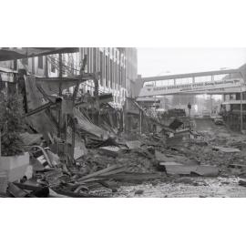 Aftermath of the Reid's (Cribb & Foote) fire, Bell Street, Ipswich, August 1985