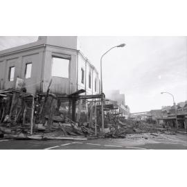 Aftermath of the Reid's (Cribb & Foote) fire, Bell Street, Ipswich, August 1985
