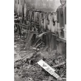 Aftermath of the Reid's (Cribb & Foote) fire, Bell Street, Ipswich, August 1985