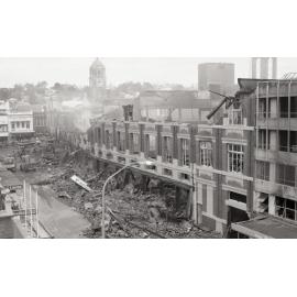 Aftermath of the Reid's (Cribb & Foote) fire, Bell Street, Ipswich, August 1985