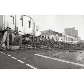 Aftermath of the Reid's (Cribb & Foote) fire, corner of Brisbane and Bell Streets, Ipswich, August 1985