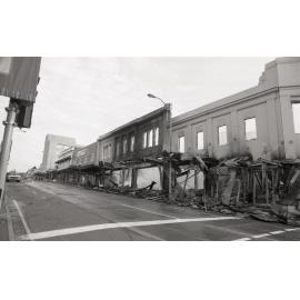 Aftermath of the Reid's (Cribb & Foote) fire, corner of Brisbane Street, Ipswich, August 1985
