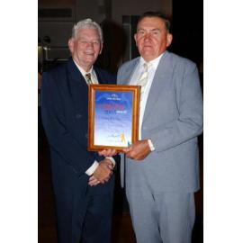 The Citizen Award, being presented to Mervyn Newmann by Mayor Nugent, Australia Day Awards, Ipswich Civic Centre, Ipswich, 2003 