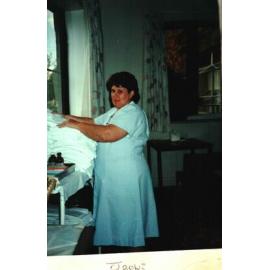 MIDWIFERY Scrapbook 1991 TO 1998, Jacki with linen 1993.