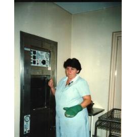 MIDWIFERY Scrapbook 1991 TO 1998; Staff member at autoclave;1991