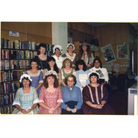 Thought to be Ipswich Library staff dressed for Heritage Week, Ipswich Municipal Library, Ipswich Centre, Bell & East Streets, Ipswich, April 1989