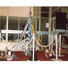 May Day display, Ipswich Municipal Library, Ipswich Centre, Bell & East Streets, Ipswich, May 1989