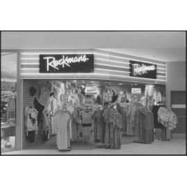 Redbank Plaza Shopping Centre Rockmans store during the grand opening, Redbank, September 1985
