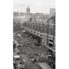 Aftermath of the Reid's (Cribb & Foote) fire, Bell Street, Ipswich, August 1985