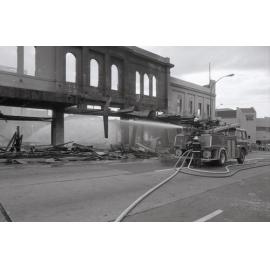 Aftermath of the Reid's (Cribb & Foote) fire, Brisbane Street, Ipswich, August 1985
