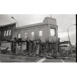 Aftermath of the Reid's (Cribb & Foote) fire, Brisbane Street, Ipswich, August 1985