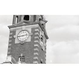 Melted face of the Ipswich Post Office clock, in the aftermath of the Reid's (Cribb & Foote) fire, Brisbane Street, Ipswich, August 1985