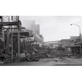 Aftermath of the Reid's (Cribb & Foote) fire, Bell Street, Ipswich, August 1985