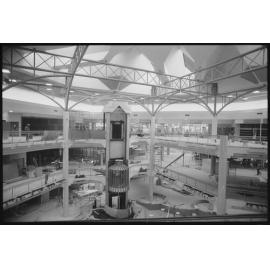 Redbank Plaza Shopping Centre interior under construction from top floor, Redbank, August 1985 